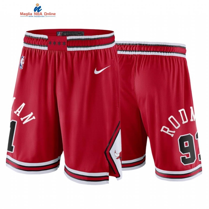 Pantaloni Basket Chicago Bulls #91 Dennis Rodman Rosso Icon 2020 Acquista