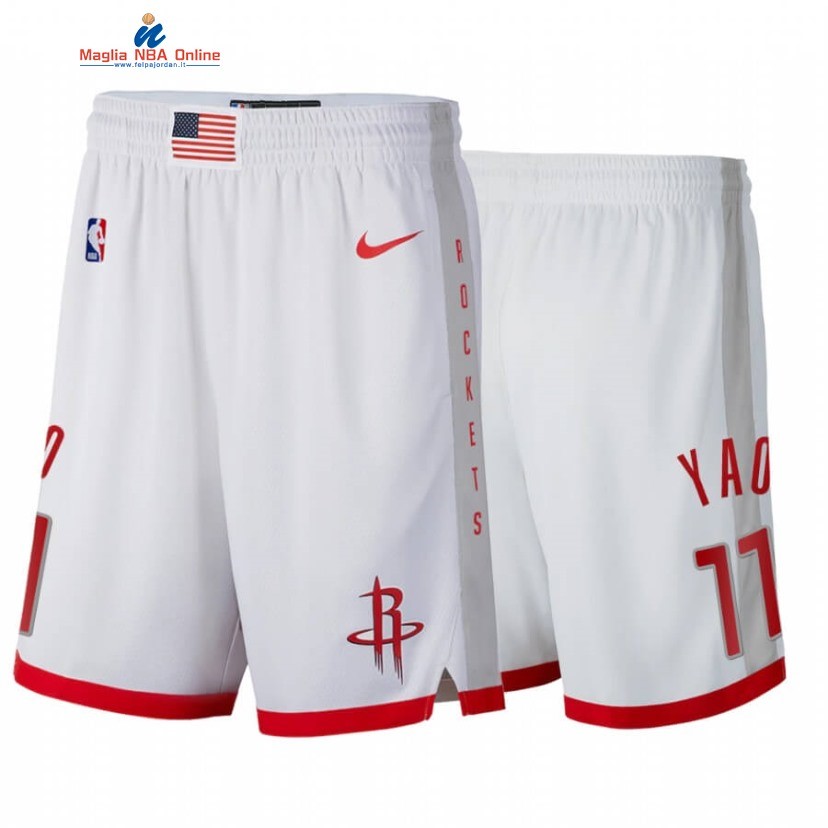 Pantaloni Basket Houston Rockets #11 Yao Ming Bianco Città 2020 Acquista