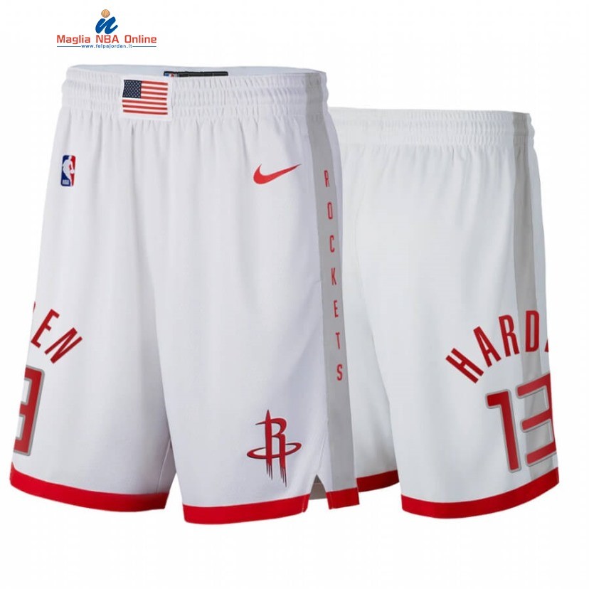 Pantaloni Basket Houston Rockets #13 James Harden Bianco Città 2020 Acquista
