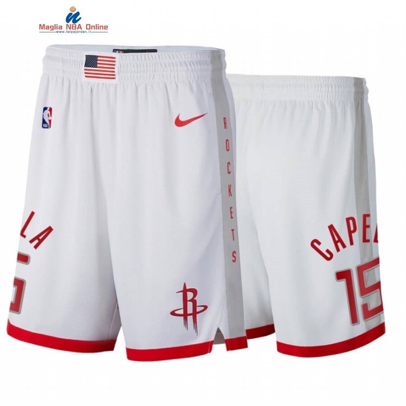 Pantaloni Basket Houston Rockets #15 Clint Capela Bianco Città 2020 Acquista