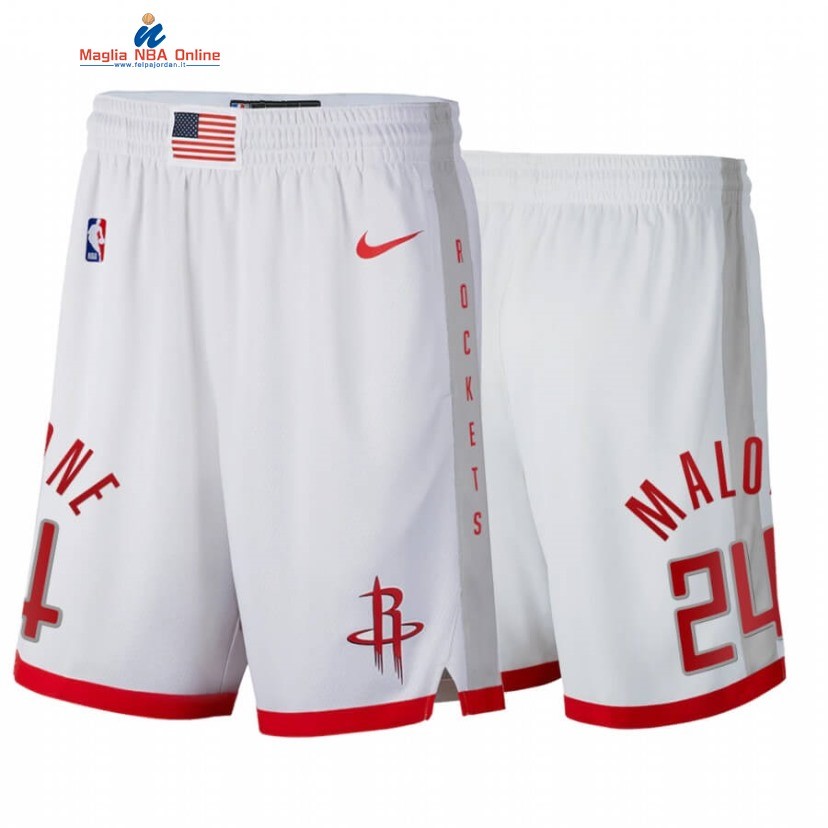 Pantaloni Basket Houston Rockets #24 Moses Malone Bianco Città 2020 Acquista