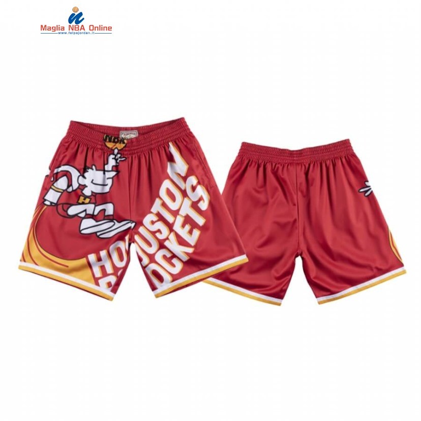 Pantaloni Basket Houston Rockets Big Face Rosso Hardwood Classics Acquista