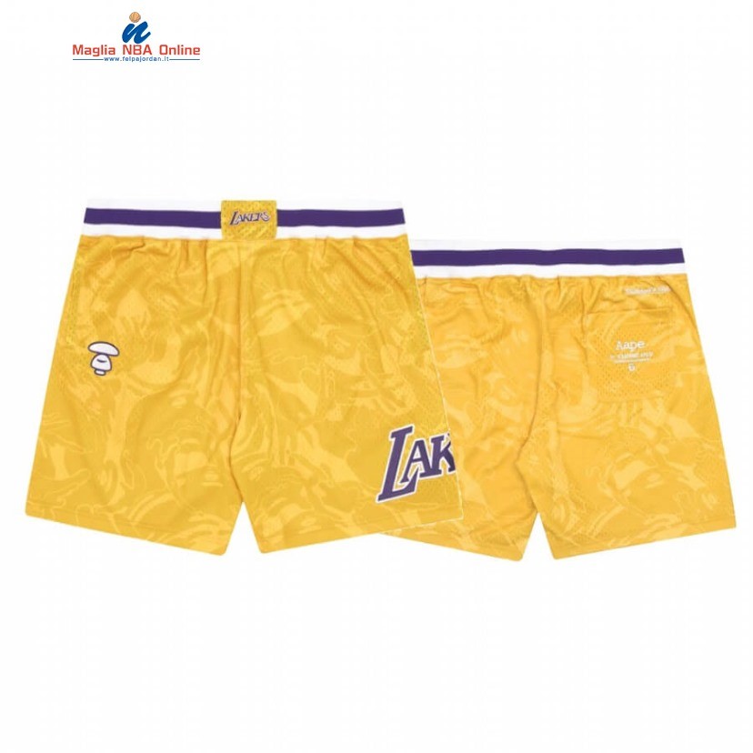 Pantaloni Basket Los Angeles Lakers AAPE x M&N Oro 2020 Acquista