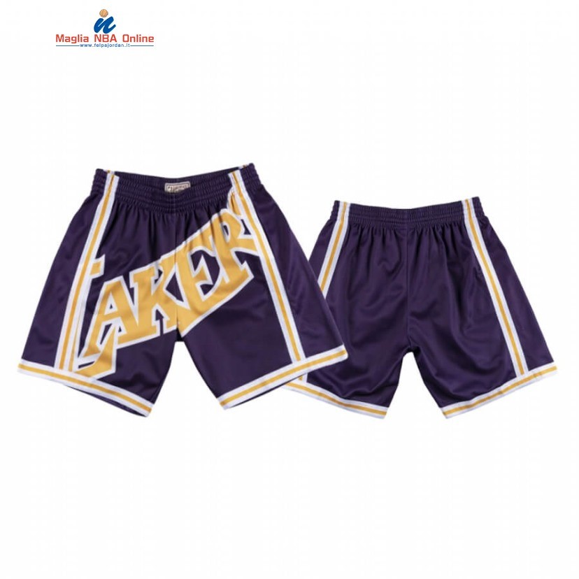 Pantaloni Basket Los Angeles Lakers Big Face Porpora Hardwood Classics Acquista