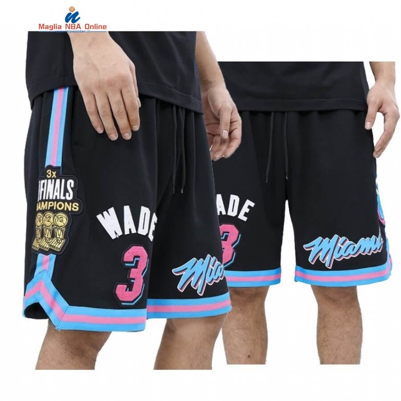 Pantaloni Basket Miami Heat #3 Dwyane Wade Nero 2020 Acquista