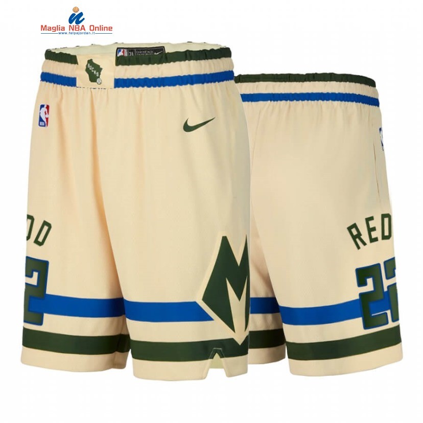 Pantaloni Basket Milwaukee Bucks #22 Michael Redd Crema Città 2020 Acquista