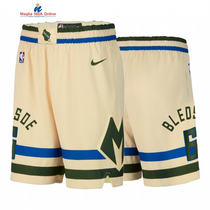 Pantaloni Basket Milwaukee Bucks #6 Eric Bledsoe Crema Città 2020 Acquista