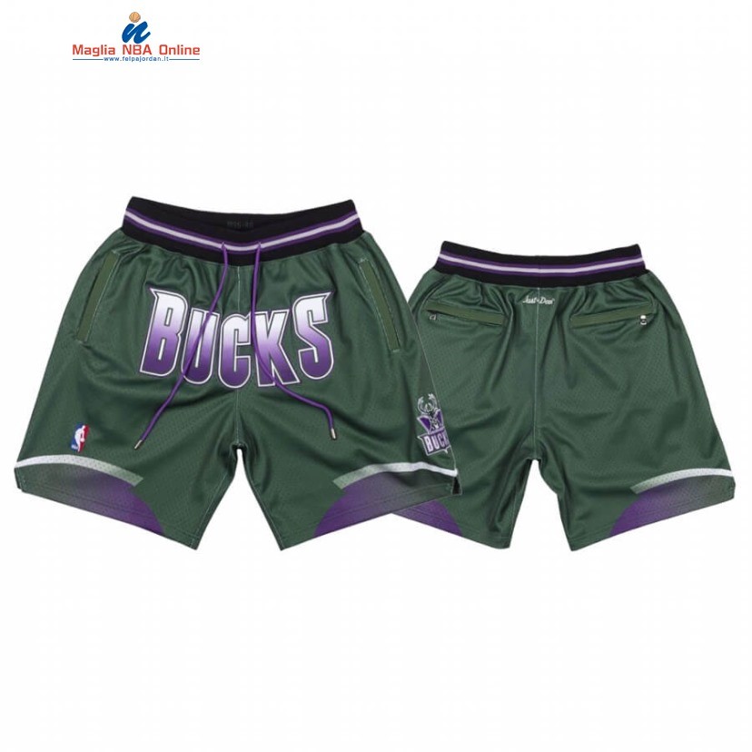 Pantaloni Basket Milwaukee Bucks Just Don Verde Hardwood Classics Acquista