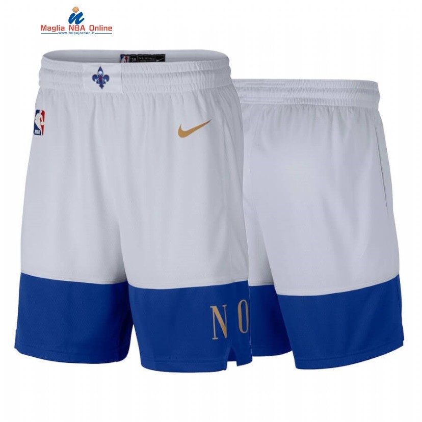 Pantaloni Basket New Orleans Pelicans Bianco Blu Città 2020-21 Acquista