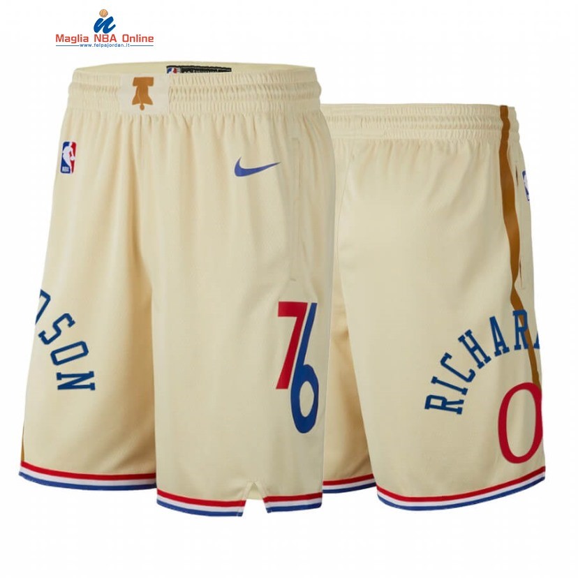 Pantaloni Basket Philadelphia Sixers #0 Josh Richardson Crema Città 2020 Acquista