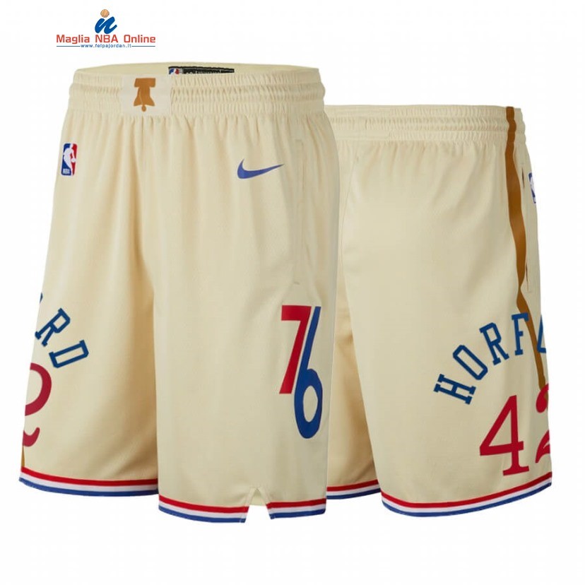 Pantaloni Basket Philadelphia Sixers #42 Al Horford Crema Città 2020 Acquista