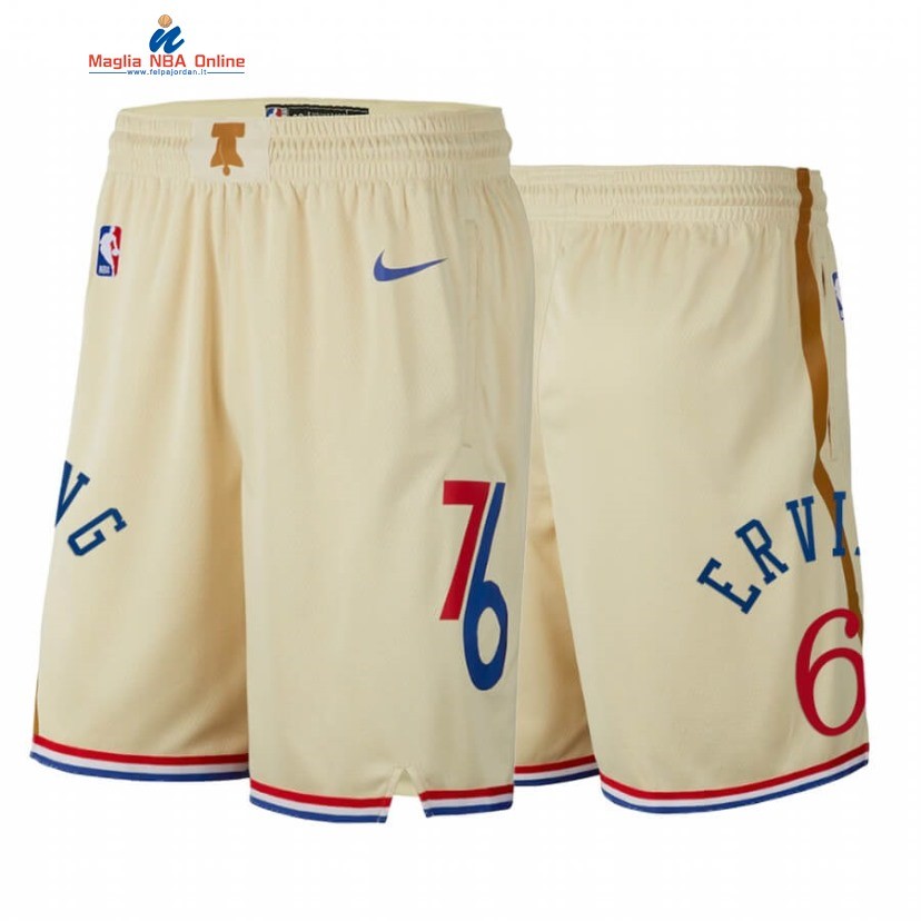 Pantaloni Basket Philadelphia Sixers #6 Julius Erving Crema Città 2020 Acquista