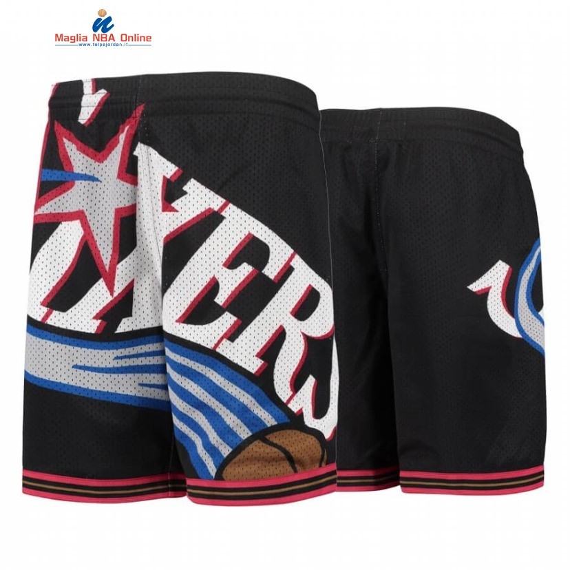 Pantaloni Basket Philadelphia Sixers Big Face Nero Hardwood Classics Acquista