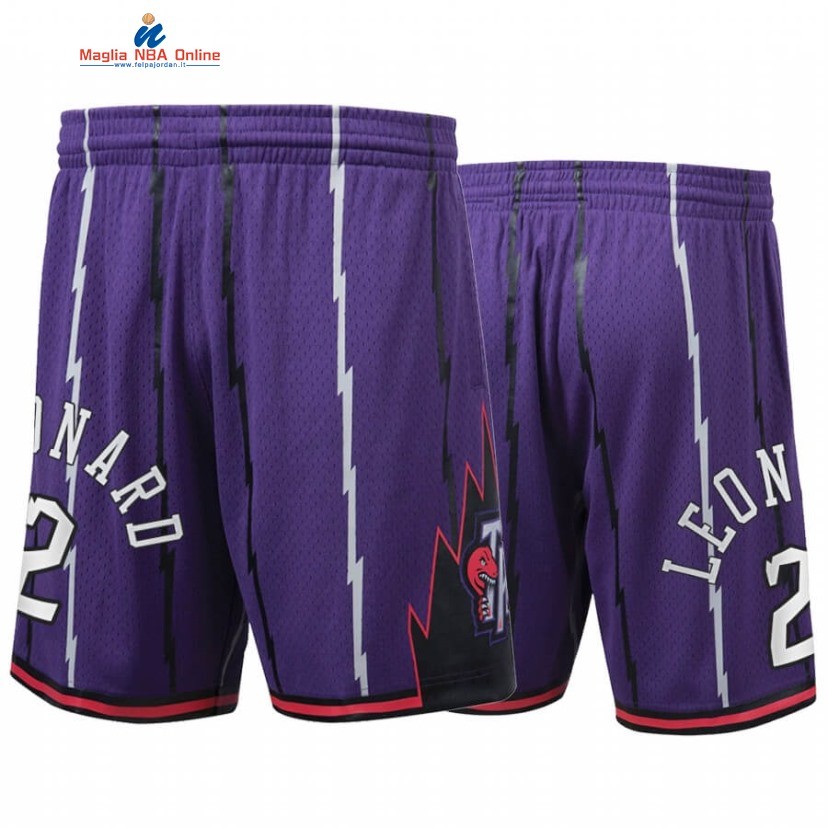 Pantaloni Basket Toronto Raptors #2 Kawhi Leonard Porpora Hardwood Classics Acquista