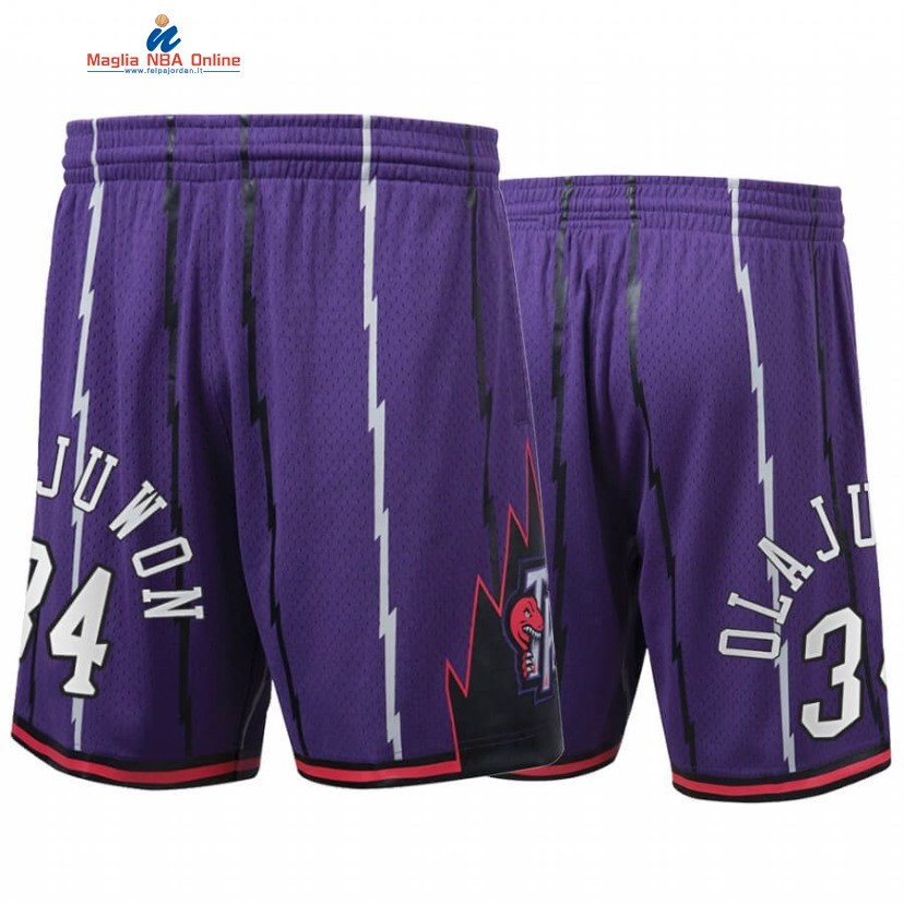 Pantaloni Basket Toronto Raptors #34 Hakeem Olajuwon Porpora Hardwood Classics Acquista