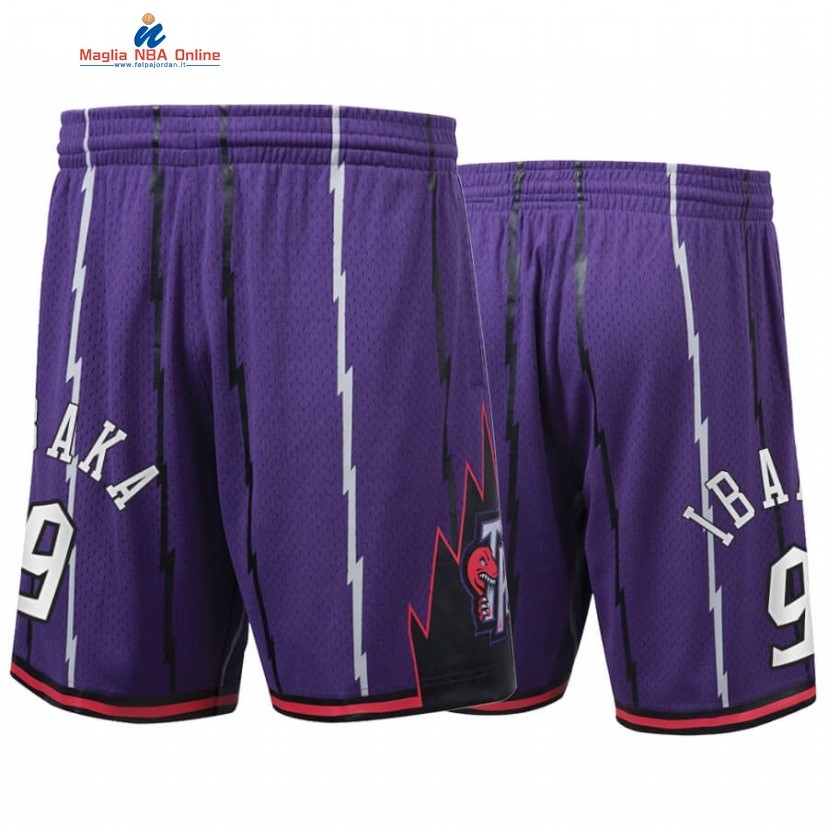 Pantaloni Basket Toronto Raptors #9 Serge Ibaka Porpora Hardwood Classics Acquista