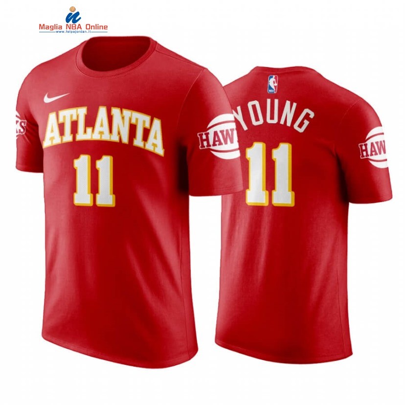 T-Shirt Atlanta Hawks #11 Trae Young Rosso Icon 2020-21 Acquista