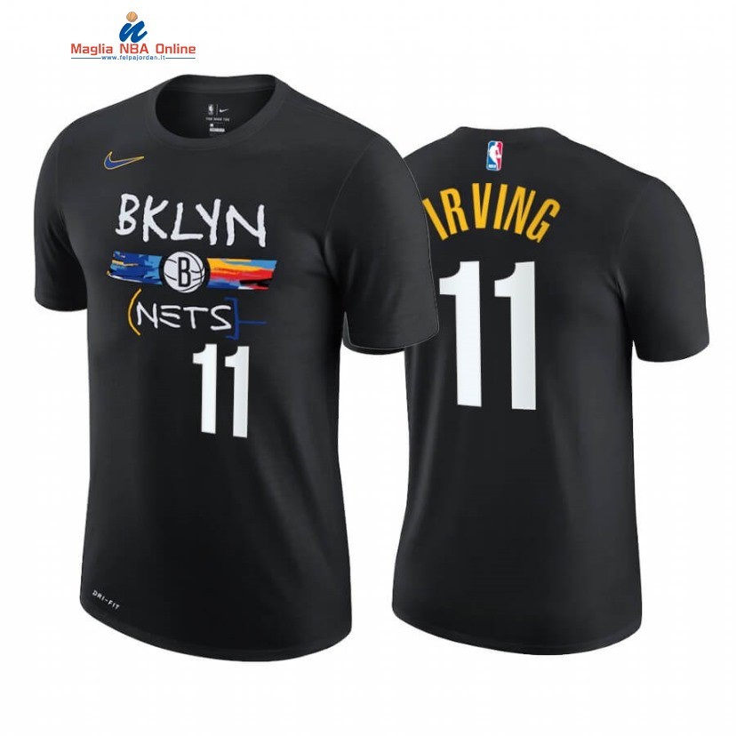 T-Shirt Brooklyn Nets #11 Kyrie Irving Story Nero Città 2020-21 Acquista