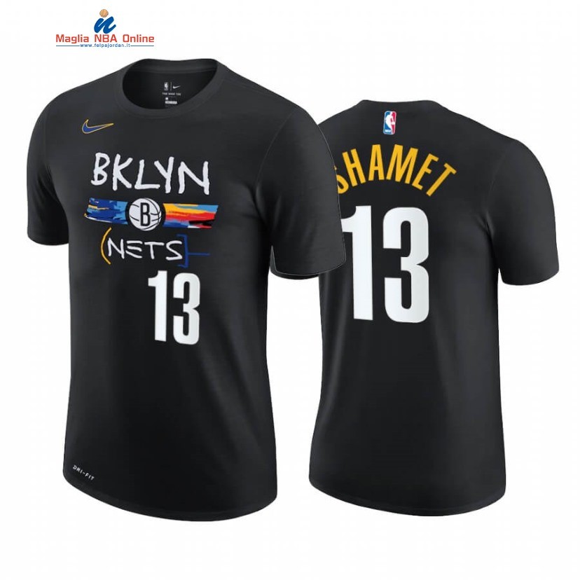 T-Shirt Brooklyn Nets #13 Landry Shamet Story Nero Città 2020-21 Acquista