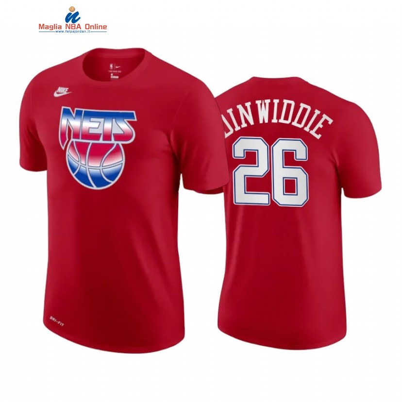 T-Shirt Brooklyn Nets #26 Spencer Dinwiddie Rosso 2020-21 Acquista