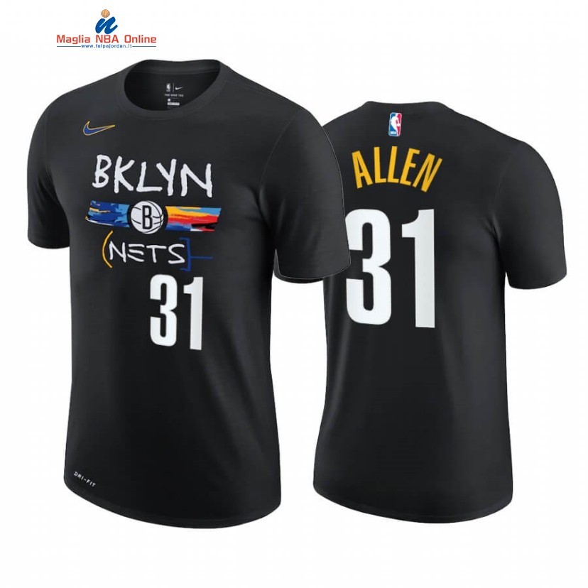 T-Shirt Brooklyn Nets #31 Jarrett Allen Story Nero Città 2020-21 Acquista