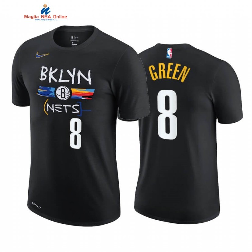 T-Shirt Brooklyn Nets #8 Jeff Green Story Nero Città 2020-21 Acquista