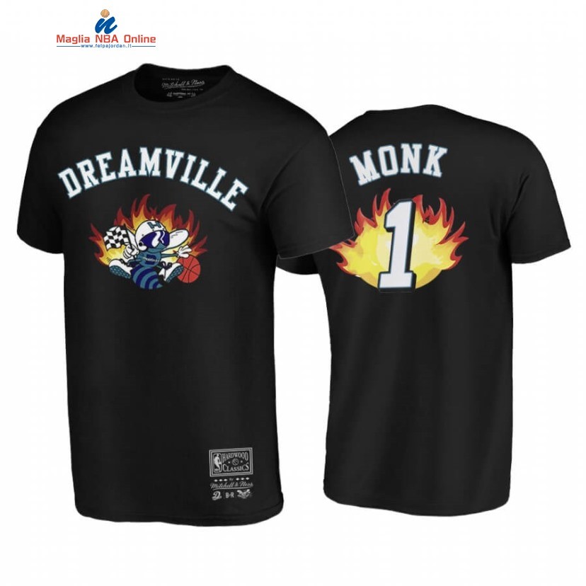T-Shirt Charlotte Hornets #1 Malik Monk Dreamville BR Remix Nero Hardwood Classics 2020 Acquista