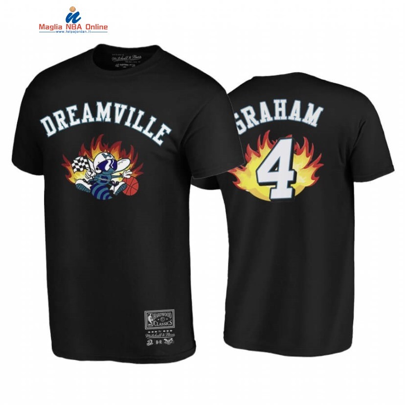 T-Shirt Charlotte Hornets #4 Devonte' Graham Dreamville BR Remix Nero Hardwood Classics 2020 Acquista