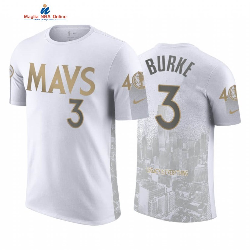 T-Shirt Dallas Mavericks #3 Trey Burke Bianco Città 2020-21 Acquista