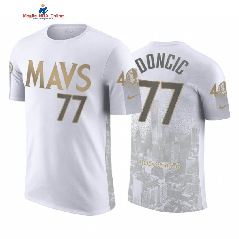 T-Shirt Dallas Mavericks #77 Luka Doncic Bianco Città 2020-21 Acquista