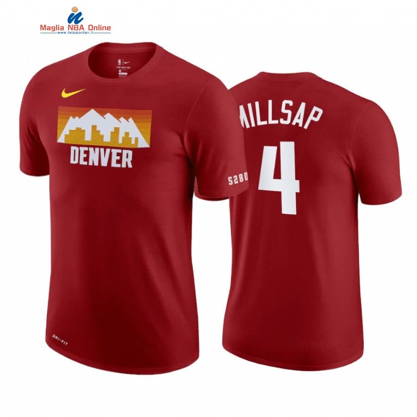 T-Shirt Denver Nuggets #4 Paul Millsap Rosso Città 2020-21 Acquista