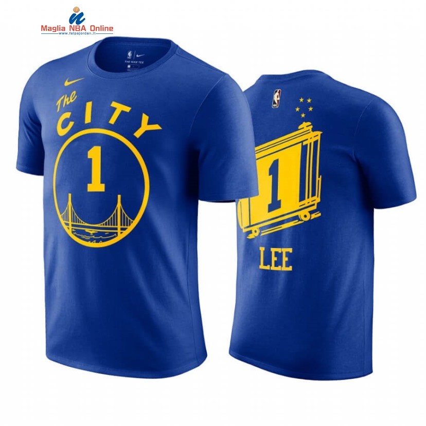 T-Shirt Golden State Warriors #1 Damion Lee Blu 2020-21 Acquista
