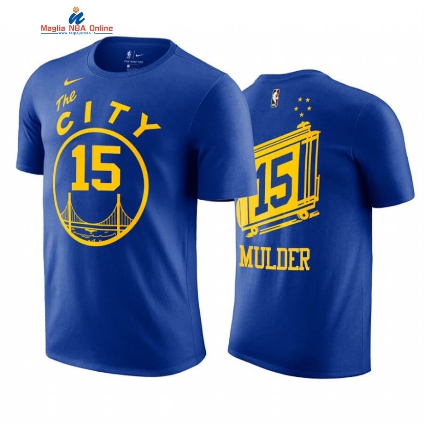 T-Shirt Golden State Warriors #15 Mychal Mulder Blu 2020-21 Acquista