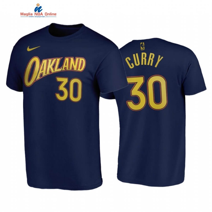 T-Shirt Golden State Warriors #30 Stephen Curry Marino Città 2020-21 Acquista