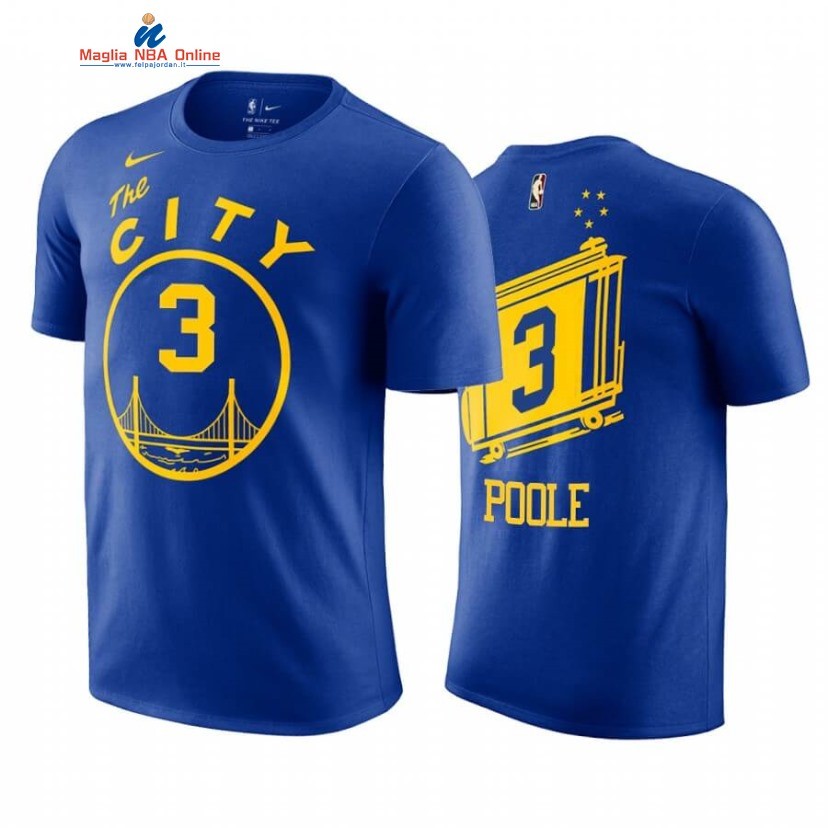 T-Shirt Golden State Warriors #31 Jordan Poole Blu 2020-21 Acquista