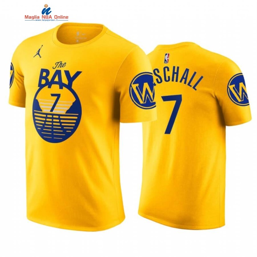 T-Shirt Golden State Warriors #7 Eric Paschall Giallo Statement 2020-21 Acquista