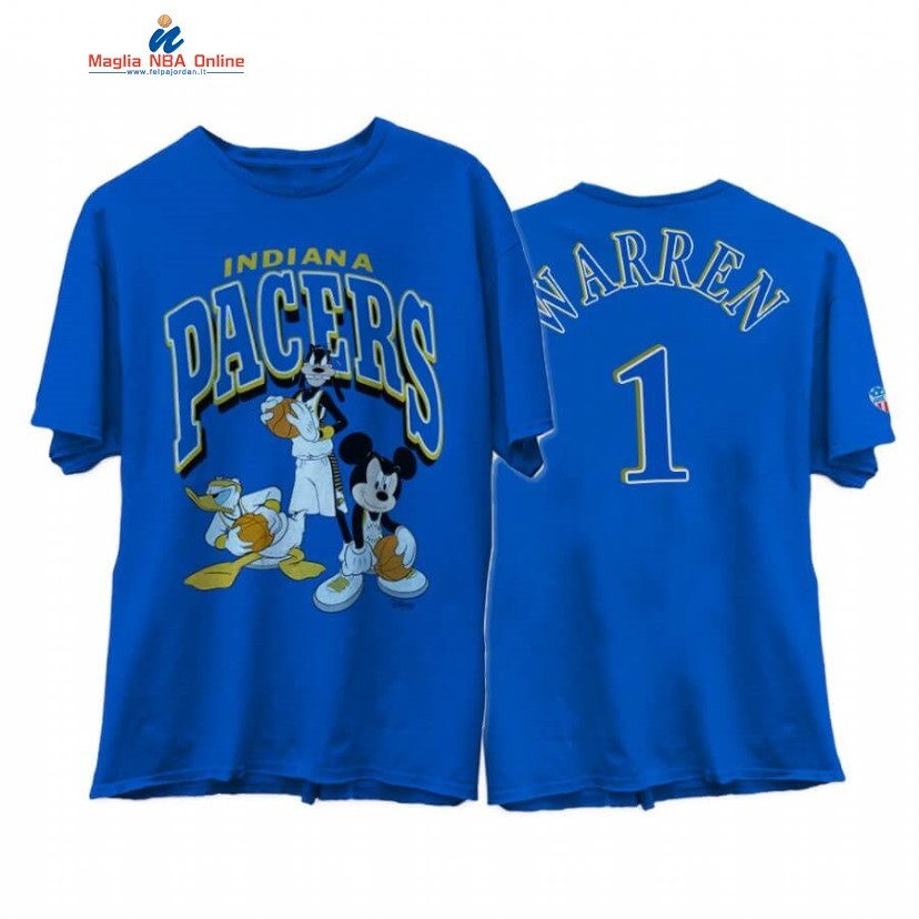 T-Shirt Indiana Pacers #1 T.J. Warren Disney X Junk Food Blu 2020 Acquista