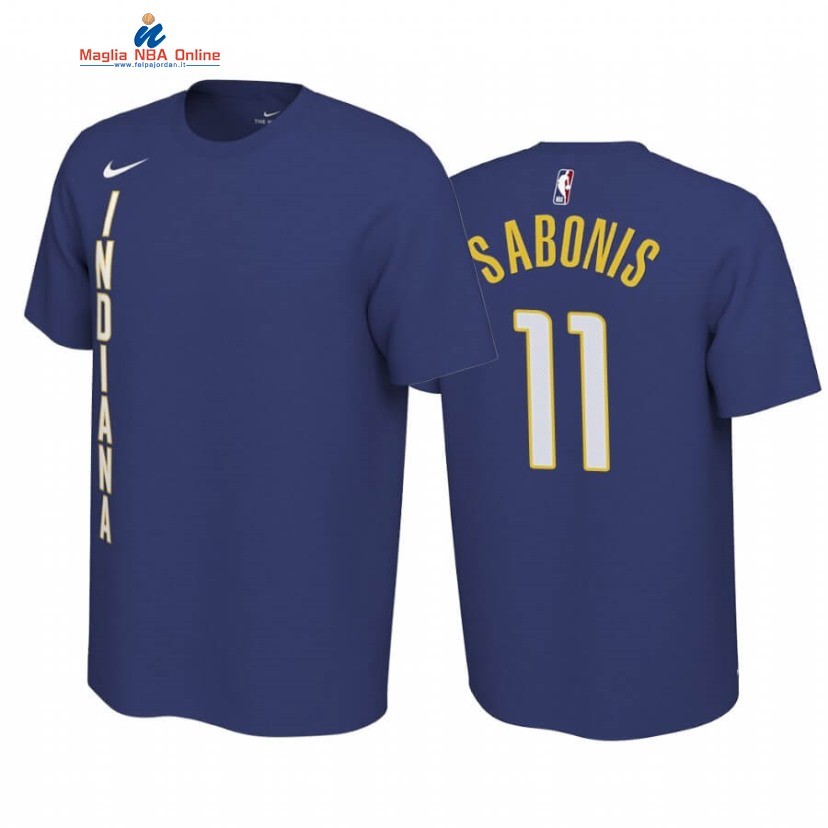 T-Shirt Indiana Pacers #11 Domantas Sabonis Marino Earned Edition 2019-20 Acquista