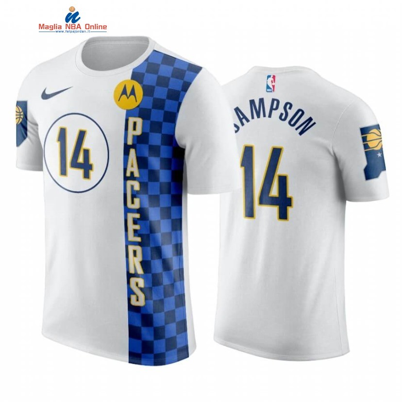 T-Shirt Indiana Pacers #14 JaKarr Sampson Bianco Città 2019-20 Acquista