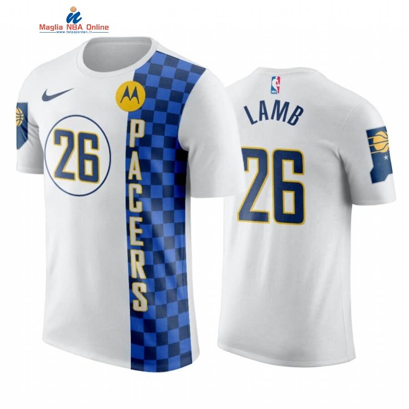 T-Shirt Indiana Pacers #26 Jeremy Lamb Bianco Città 2019-20 Acquista