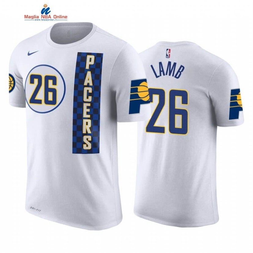 T-Shirt Indiana Pacers #26 Jeremy Lamb Black Friday Bianco Città 2019-20 Acquista
