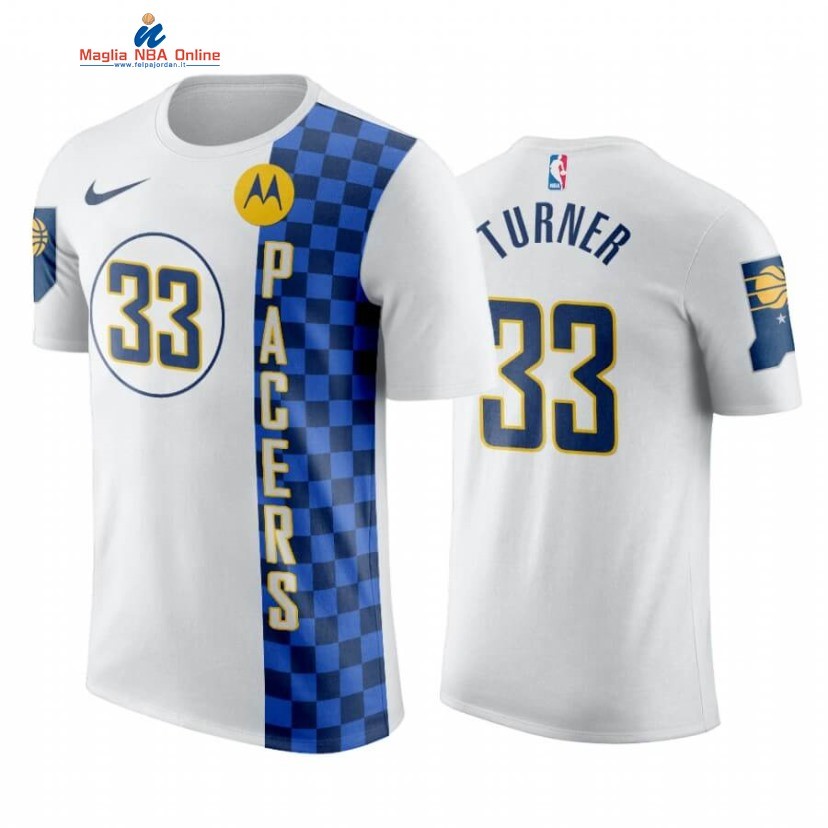 T-Shirt Indiana Pacers #33 Myles Turner Bianco Città 2019-20 Acquista