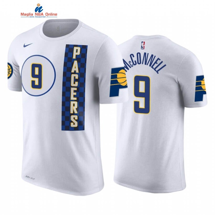 T-Shirt Indiana Pacers #9 T.J. McConnell Black Friday Bianco Città 2019-20 Acquista