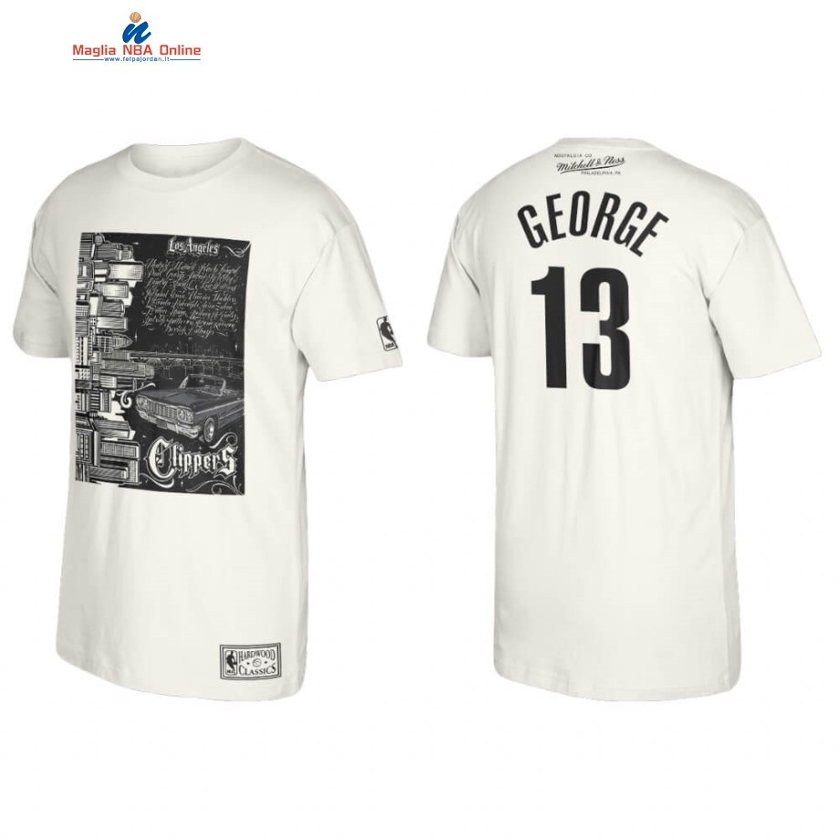 T-Shirt Los Angeles Clippers #13 Paul George Mister Cartoon Bianco 2020 Acquista