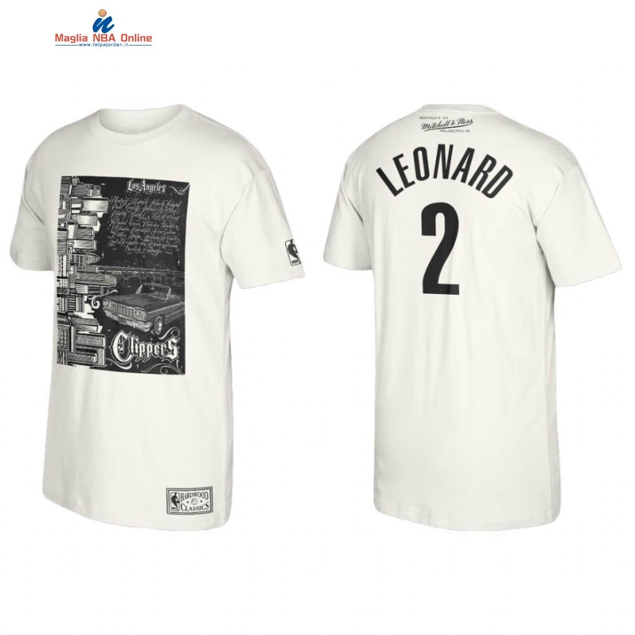 T-Shirt Los Angeles Clippers #2 Kawhi Leonard Mister Cartoon Bianco 2020 Acquista