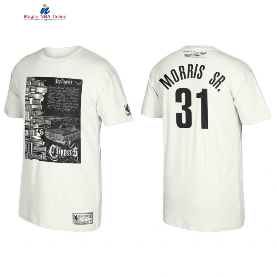 T-Shirt Los Angeles Clippers #31 Marcus Morris Sr. Mister Cartoon Bianco 2020 Acquista