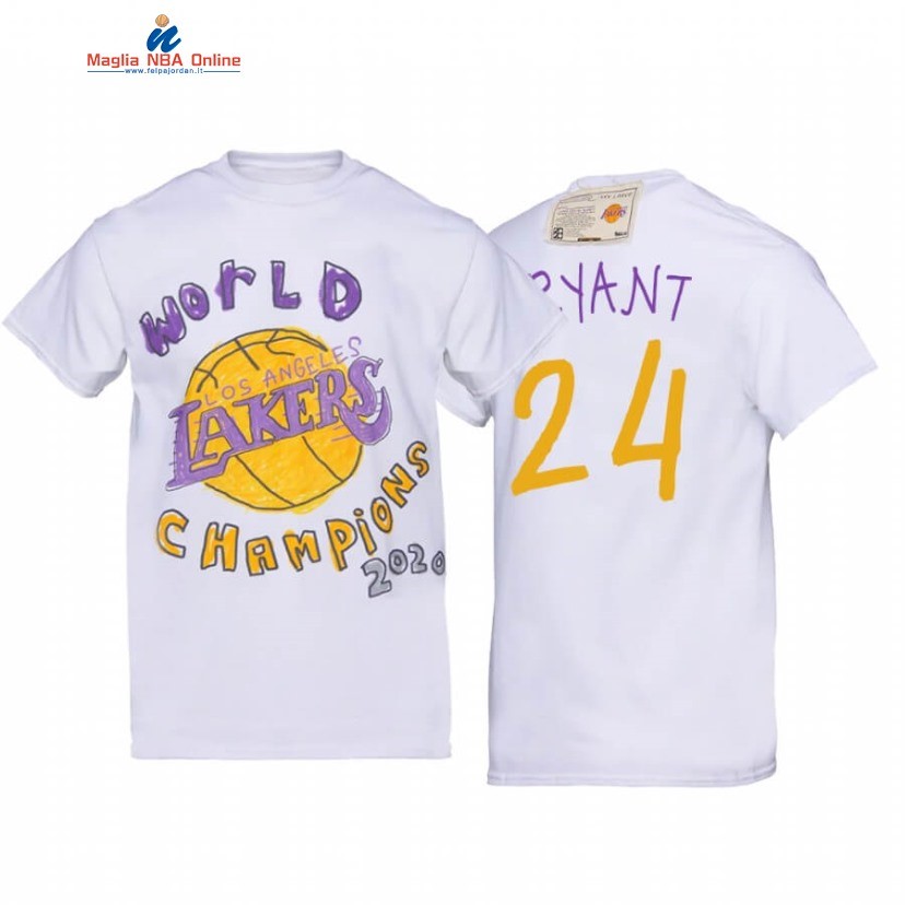 T-Shirt Los Angeles Lakers #24 Kobe Bryant Bianco 2020 Acquista