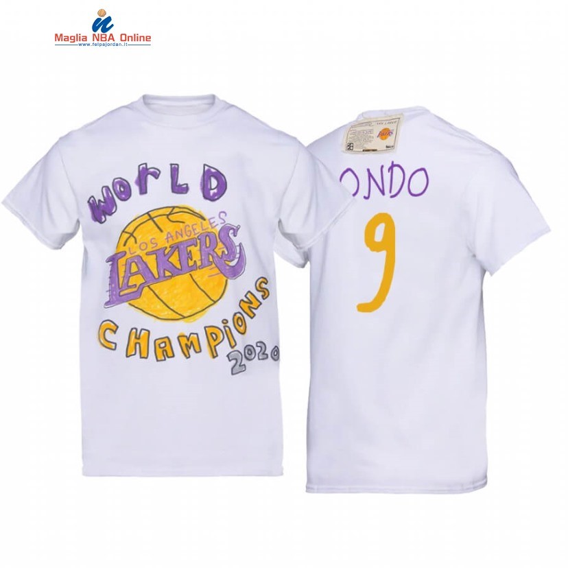 T-Shirt Los Angeles Lakers #9 Rajon Rondo Bianco 2020 Acquista