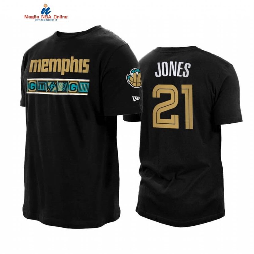 T-Shirt Memphis Grizzlies #21 Tyus Jones Nero Città 2020-21 Acquista