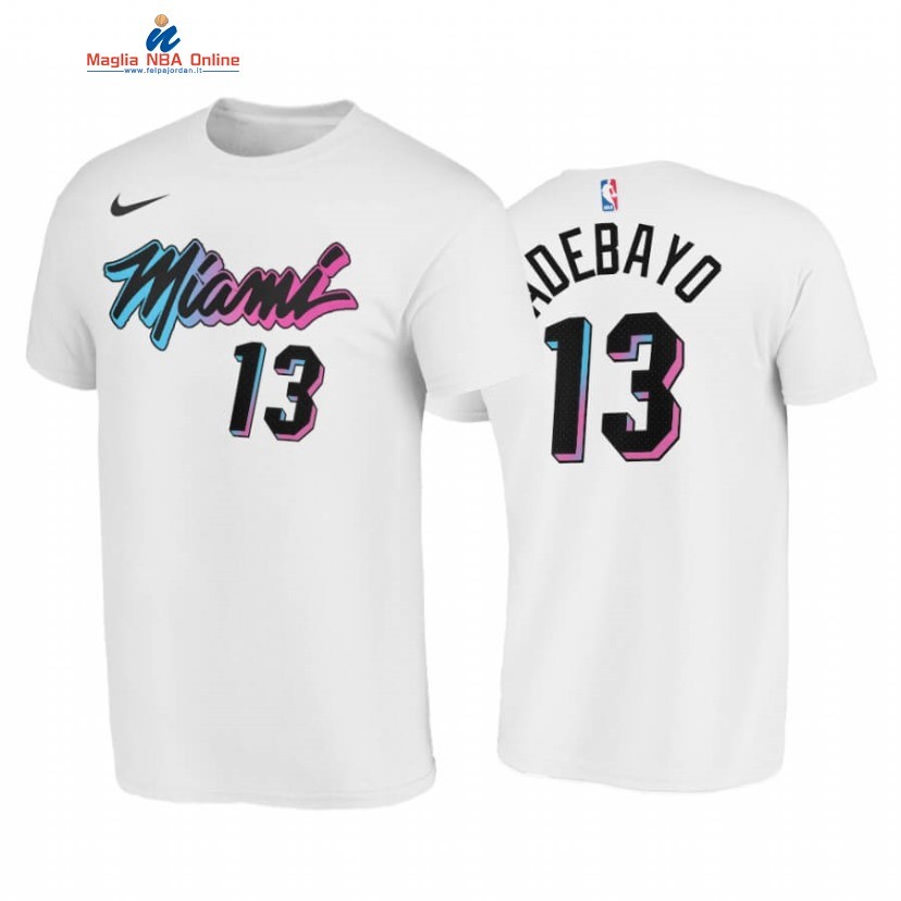 T-Shirt Miami Heat #13 Bam Adebayo Bianco Città 2020-21 Acquista